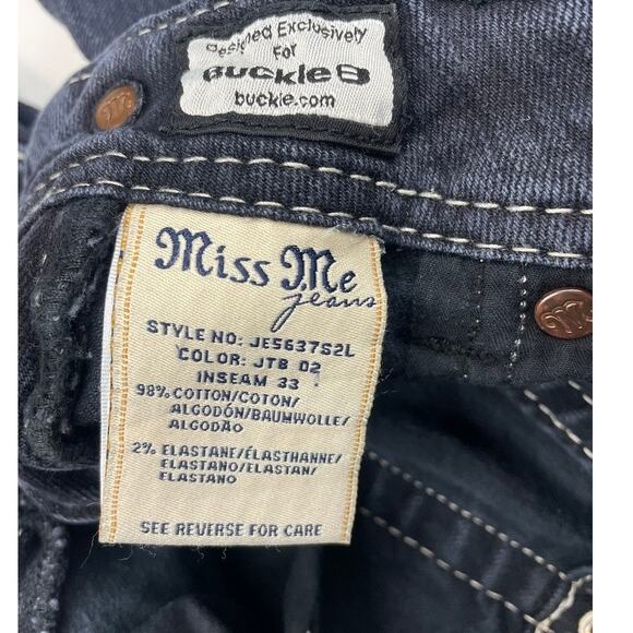MISS ME Skinny Low Rise Embroidered Jeans Womens (25x31) Dark Rhinestone Mcbling - Picture 6 of 8